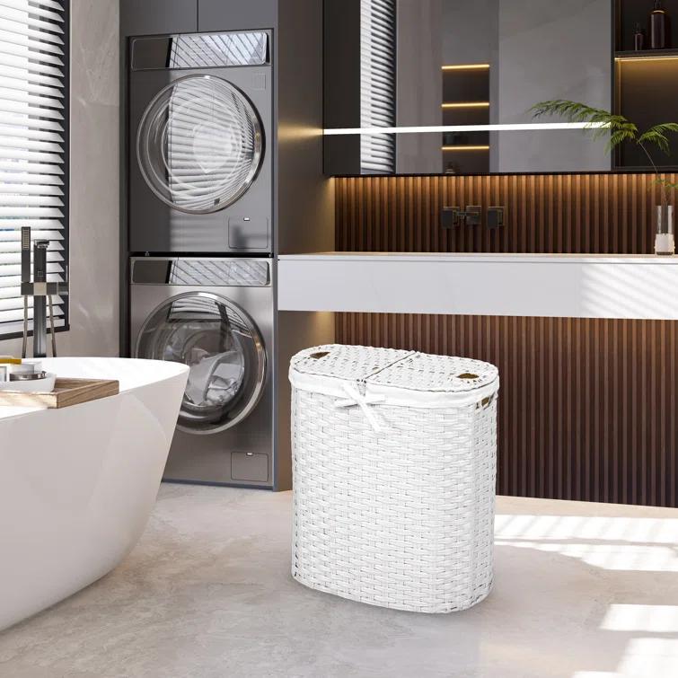 Handwoven Double Lidded Oval Hamper Sorter