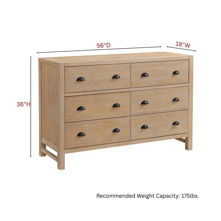 Arden 5-Piece Bedroom Set - Queen Bed, Two 2-Drawer Nightstands, 5-Drawer Chest, 6-Drawer Double Dresser, Solid Pine Wood, Light Driftwood Finish, Modern Rustic Style