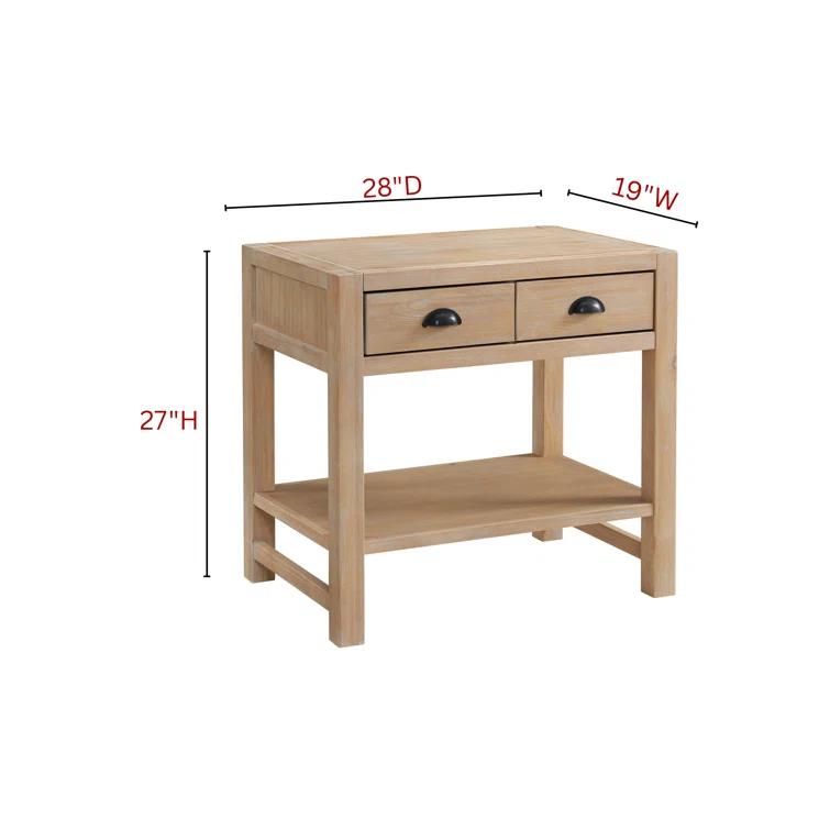Arden 2-Drawer Wood Nightstand, Perfect for Modern Rustic, Boho or Traditional Bedroom, Functional and Stable Storage, 28W x 19D x 26 3/8H