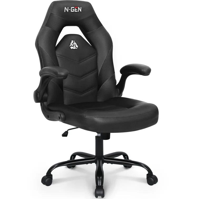 Neo Chair N-GEN Adjustable Ergonomic Faux Leather Swiveling PC & Racing Game Office Desk Chair with Flip-Up Arms
