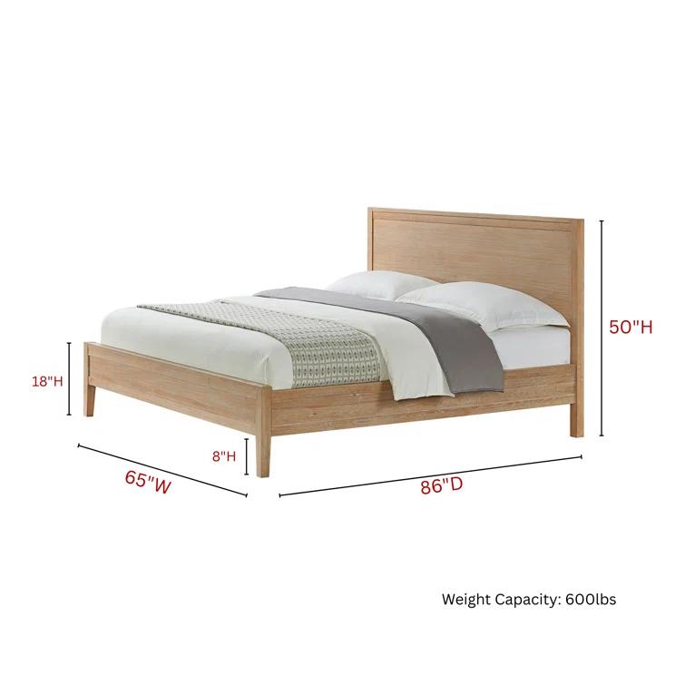 Arden 5-Piece Bedroom Set - Queen Bed, Two 2-Drawer Nightstands, 5-Drawer Chest, 6-Drawer Double Dresser, Solid Pine Wood, Light Driftwood Finish, Modern Rustic Style