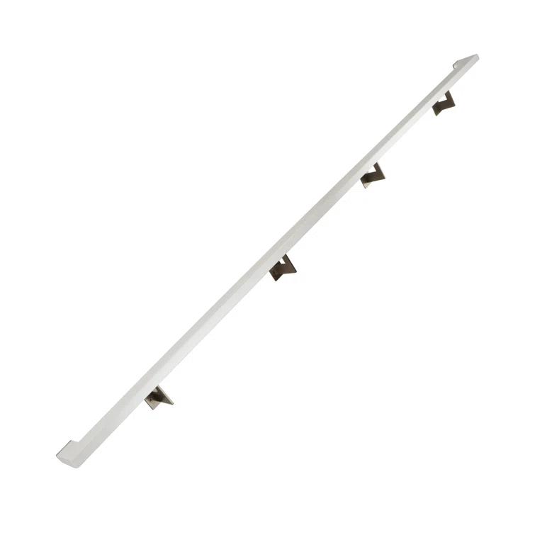 Urban Contemporary Handrail Grab Bar Kit, L Steel Brackets, Returns to Wall, Powder Coat
