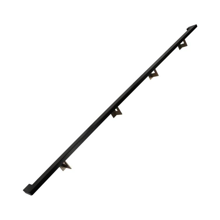 Urban Contemporary Handrail Grab Bar Kit, L Steel Brackets, Returns to Wall, Powder Coat