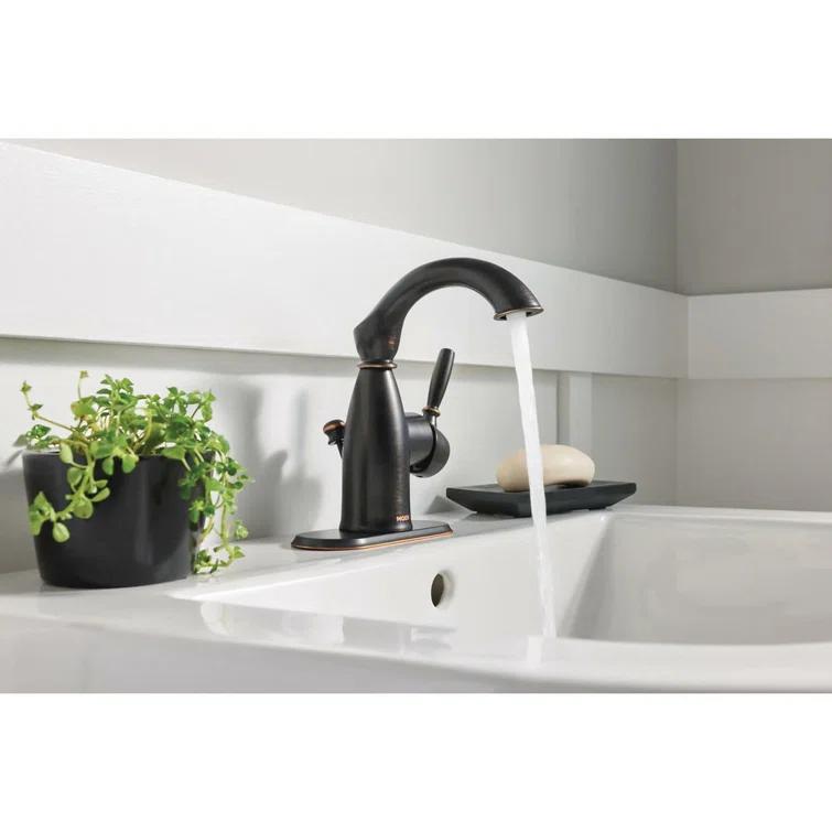 Moen Sarona Single Hole Bathroom Faucet with Drain Assembly and Optional Deckplate