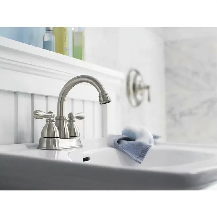 Moen Moen Banbury 4 in. Centerset Double Handle Bathroom Faucet 84943SRN