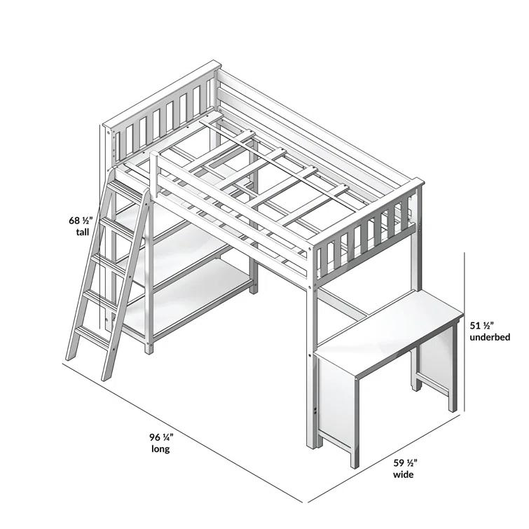 Forbes Twin Pine Loft Bed with Shelves