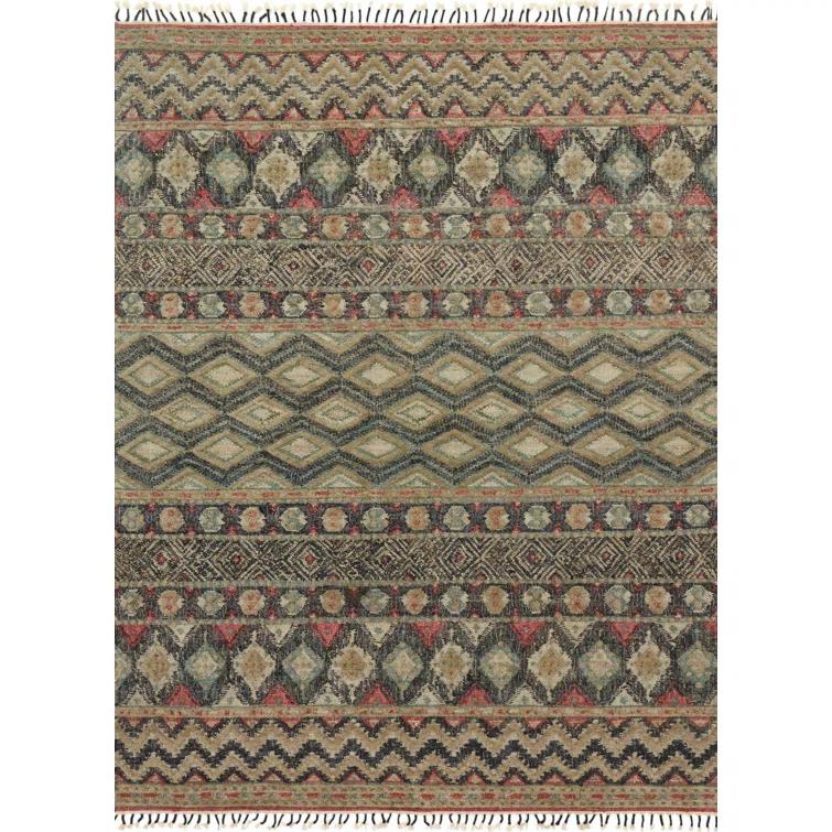 Hand-Knotted Indigo Wool-Cotton Blend Rectangular Rug
