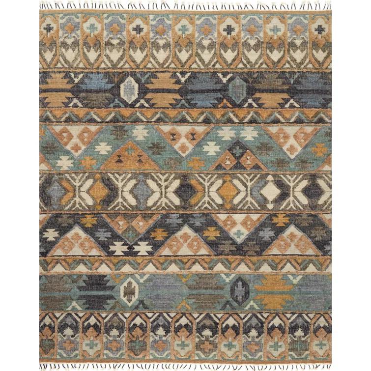 Hand-Knotted Indigo Wool-Cotton Blend Rectangular Rug