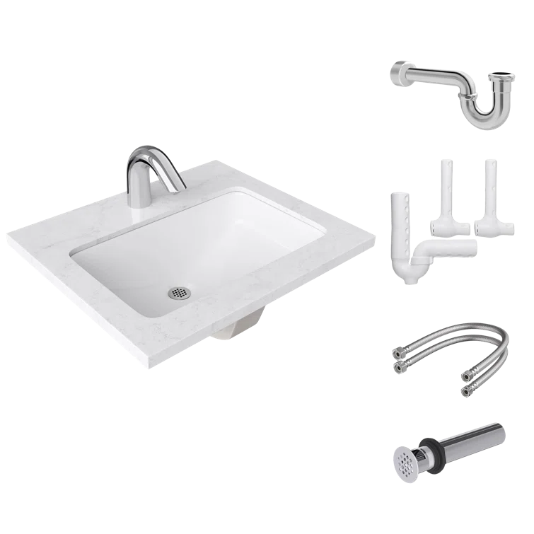 Proflo 14.5625'' White Vitreous China Rectangular Bathroom Sink