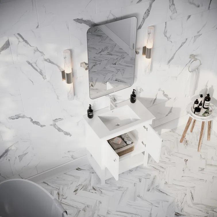 Manchester 30" Freestanding Single Sink Bathroom Vanity with Integrated Sink (Faucet Not Included)