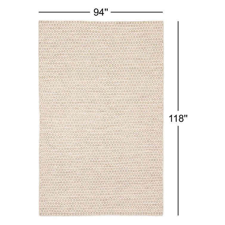 Midford Geometric Hand-Woven Flatweave Wool Beige Area Rug