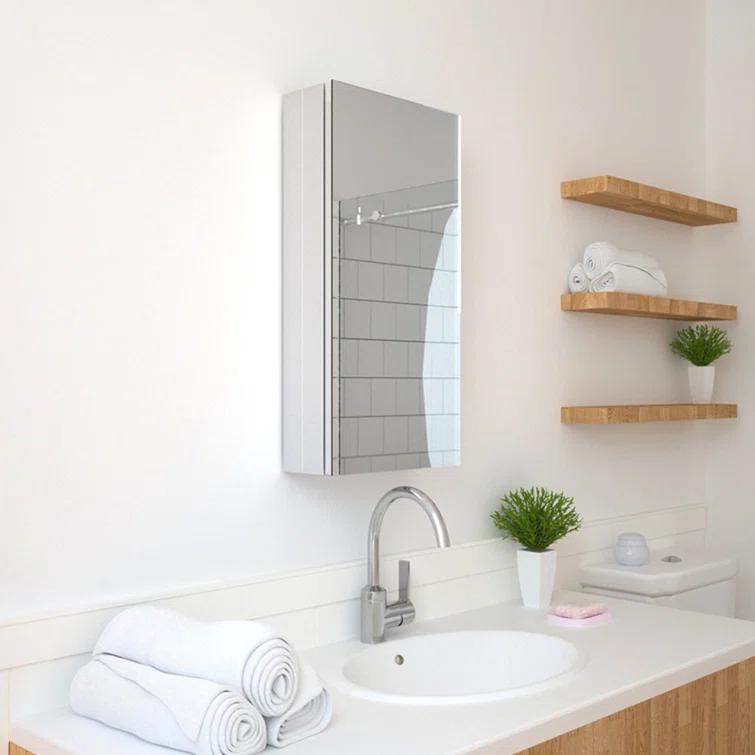 W 24'' H Frameless Medicine Cabinet Mirror 2 Adjustable
