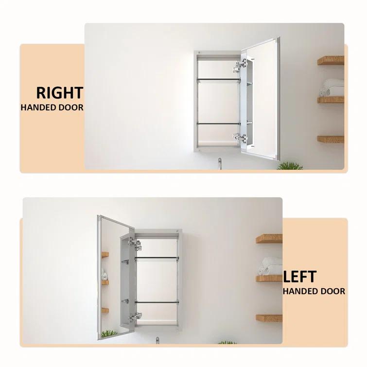 W 24'' H Frameless Medicine Cabinet Mirror 2 Adjustable