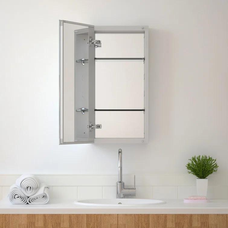 W 24'' H Frameless Medicine Cabinet Mirror 2 Adjustable