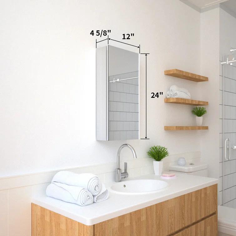 W 24'' H Frameless Medicine Cabinet Mirror 2 Adjustable