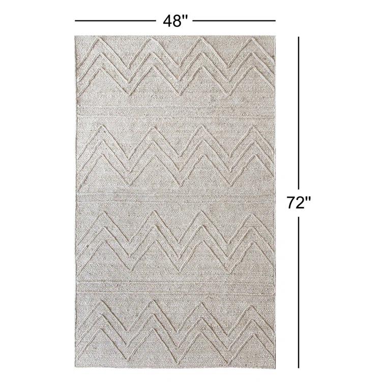 Albans Chevron Handmade Hand-Loomed Jute Area Rug in Ivory