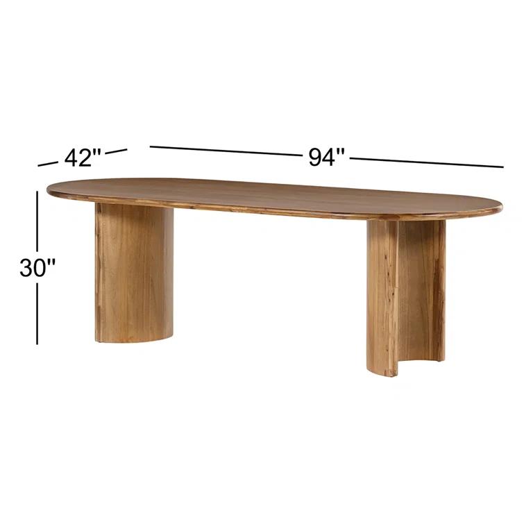 Crescent Mid-Century Modern Oval Sandy Acacia Dining Table