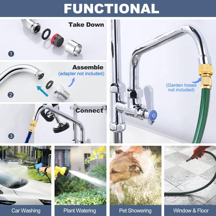 iVIGA Commercial Kitchen Faucet with Pre-Rinse Sprayer 36 Inch 2314300C-36-WF