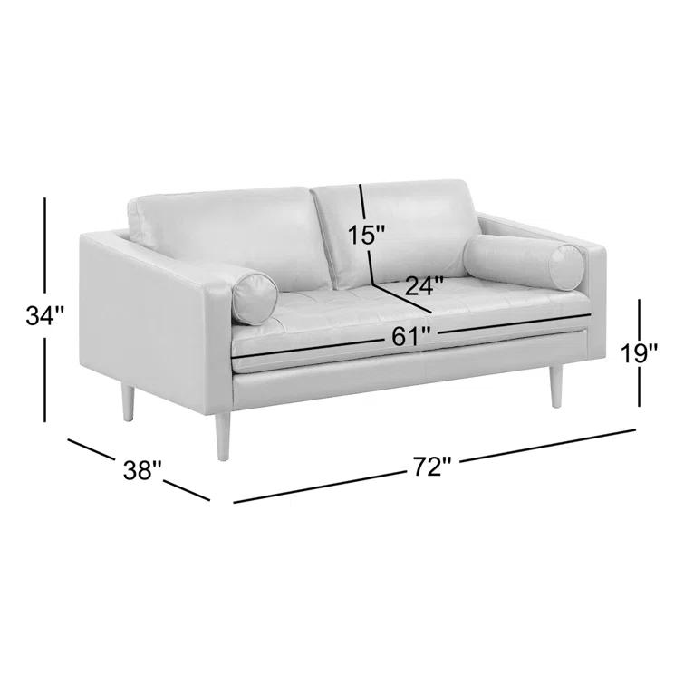 Napa 72'' Full-Grain Genuine Italian Leather Sofa