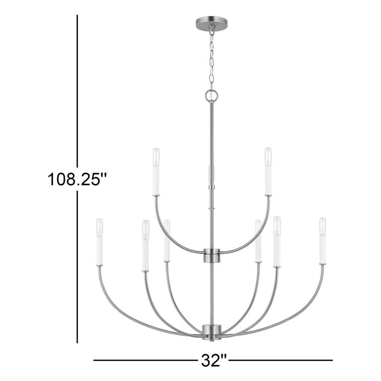 Greenwich Modern 9-Light Brushed Nickel Incandescent Chandelier