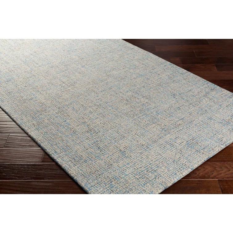 Hand-Tufted Reversible Light Blue Wool 5' x 7' Area Rug