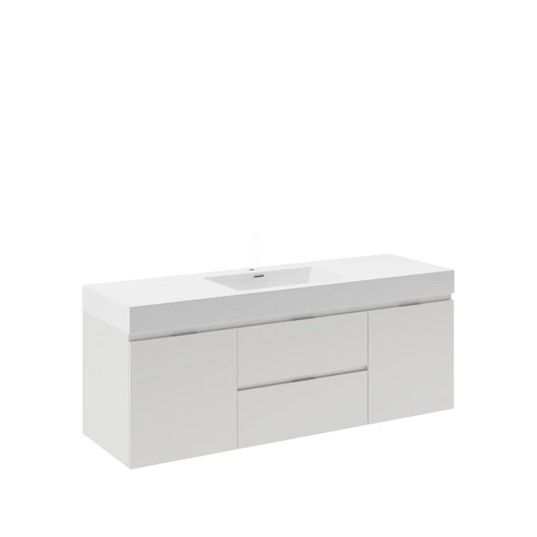 Valencia 60" Wall Mount Single Sink Bathroom Vanity with Top and Sink (Faucet Not Included)