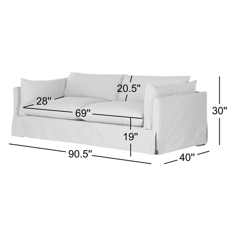 Bennett Moon 90.5'' White Contemporary Slipcovered Sofa