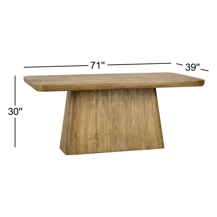 Light Brown Oak Wood Rectangular Dining Table