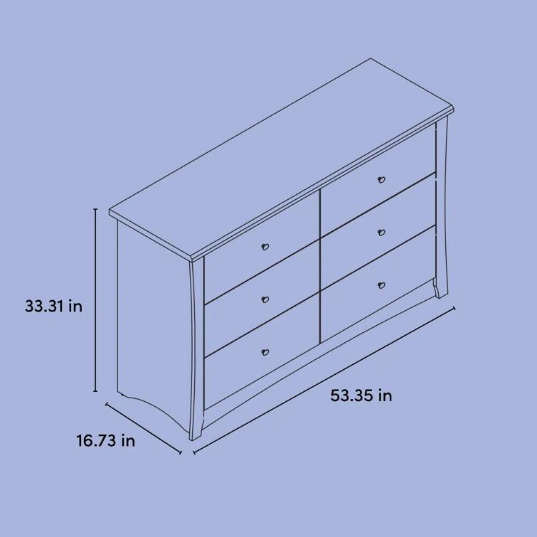 Crescent 6 Drawer Double Dresser