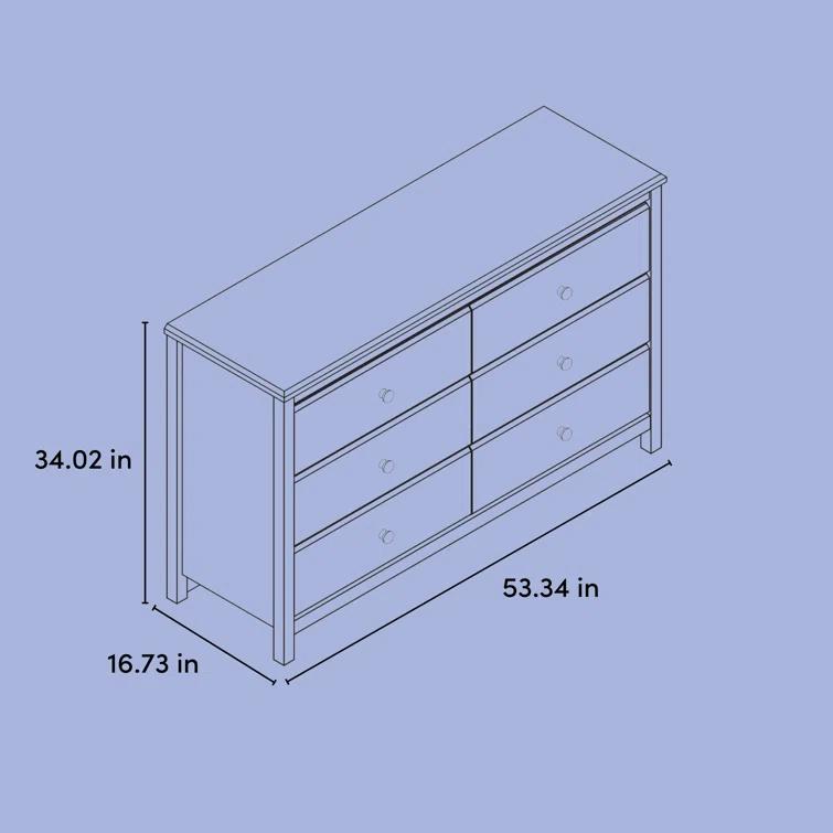 Alpine 6 Drawer Double Dresser