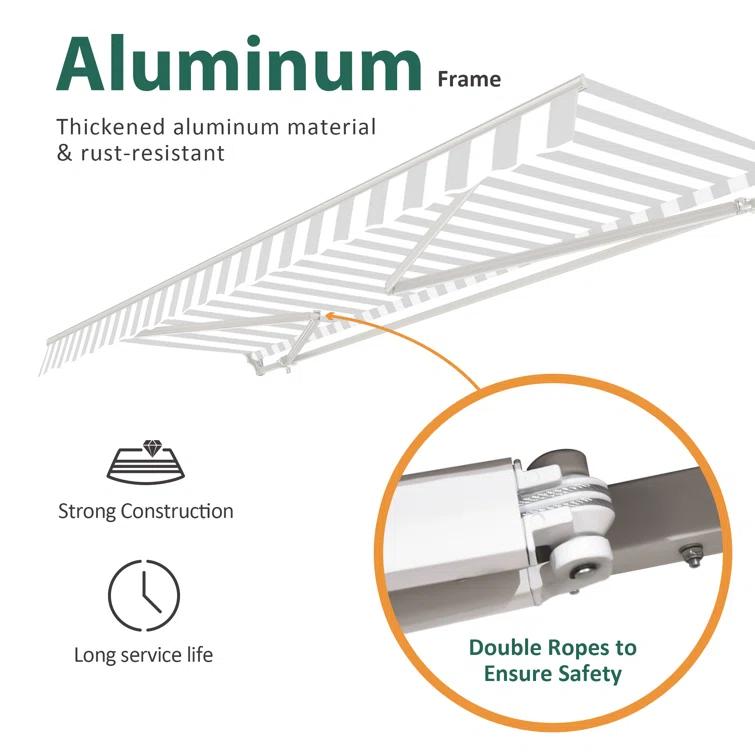 MCombo Manual Retractable Patio Door/Window Awning, Sunshade Shelter Outdoor Canopy