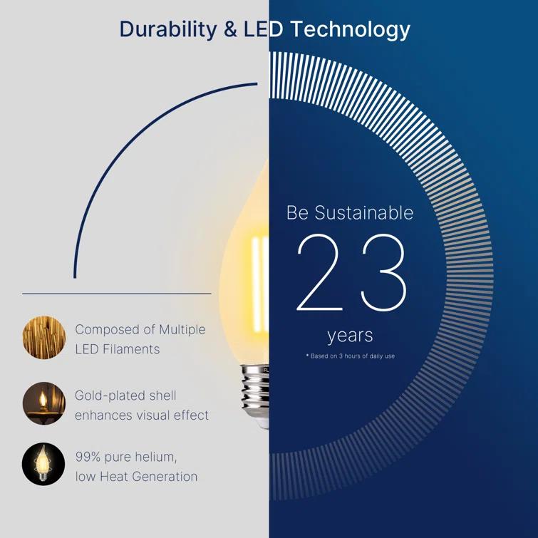 CA11E12 LED Chandelier Light Bulbs 40W Equivalent, Dimmable LED Candelabra Bulbs, 2200K 330LM