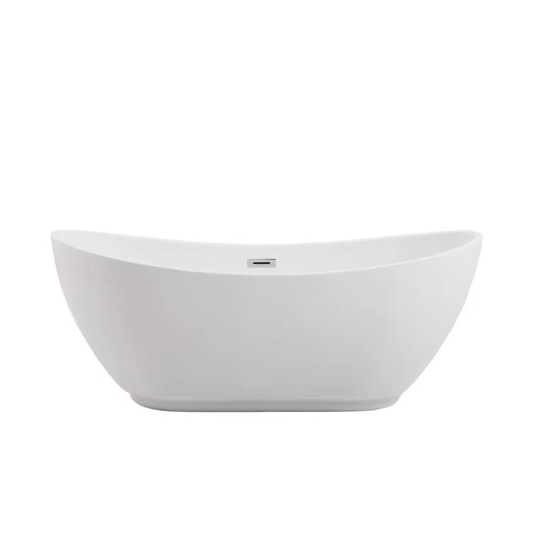 Elegant Kitchen and Bath 62 Inch Soaking Bathtub in Glossy White