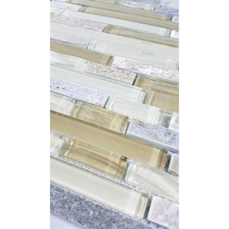 New Era 12 in. x 12 in. Glass & Stone Straight Edge Linear Mosaic Wall & Pool Tile