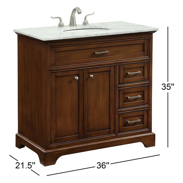 Hermes 36'' Single Bathroom Vanity with Marble Top