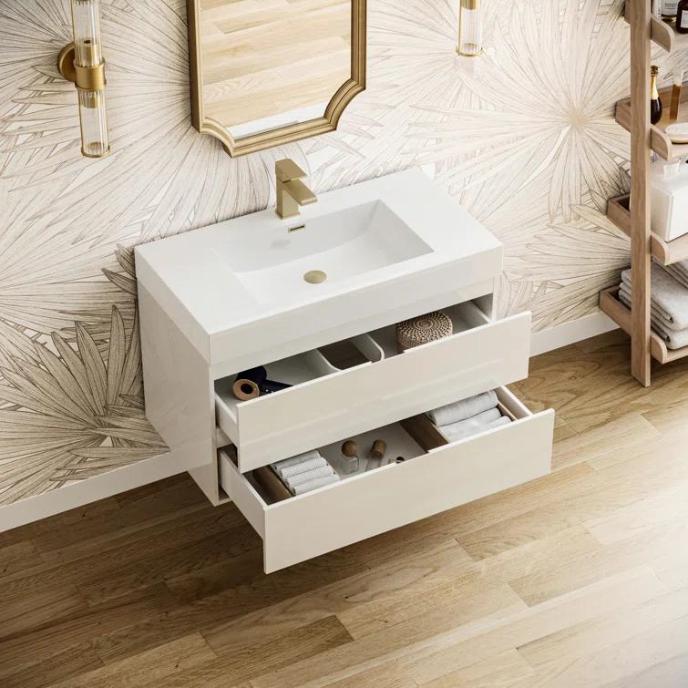 Fresca Valencia 36" Wall Mount Single Sink Bathroom Vanity with Top and Sink (Faucet Not Included)