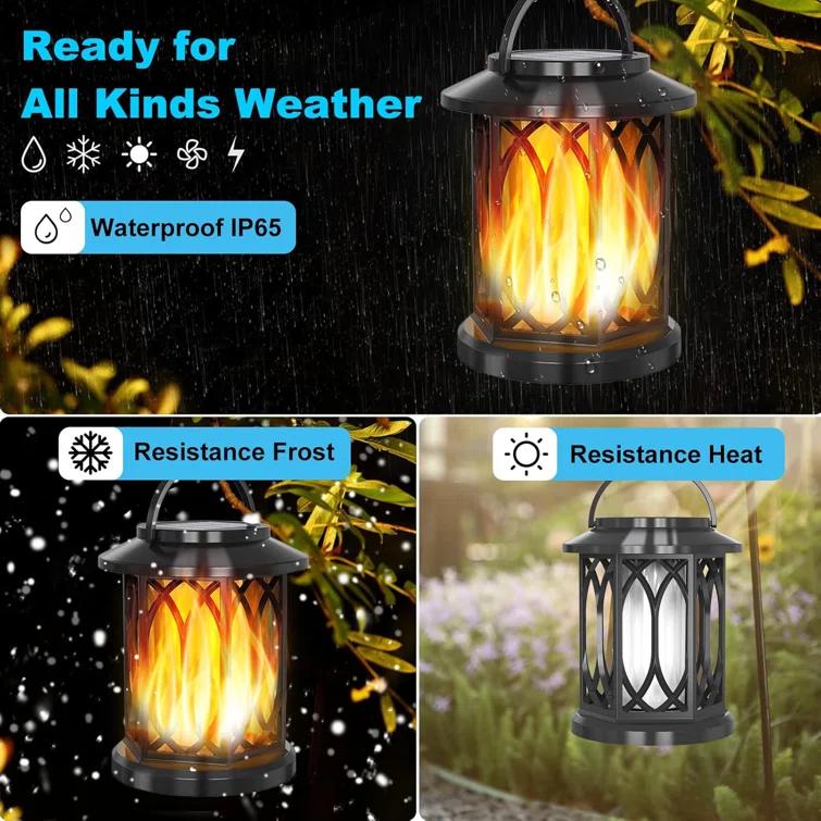 KOOPER Solar Lantern Outdoor Lights, Upgraded Flickering Candle Solar Lanterns Lights Outdoor Waterproof, Hanging Outdoor Solar Lanterns Lights, Solar Powered Lanterns For Yard Garden Decor (Set of 2)