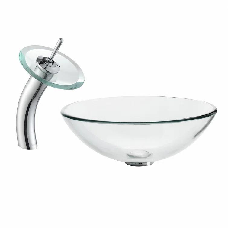 Premium Faucet Glass WaterfallVessel Bathroom Sink