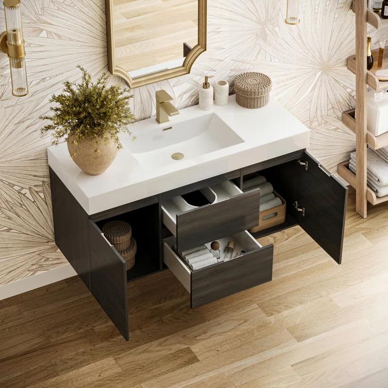Valencia 48" Wall Mount Single Sink Bathroom Vanity with Top and Sink (Faucet Not Included)