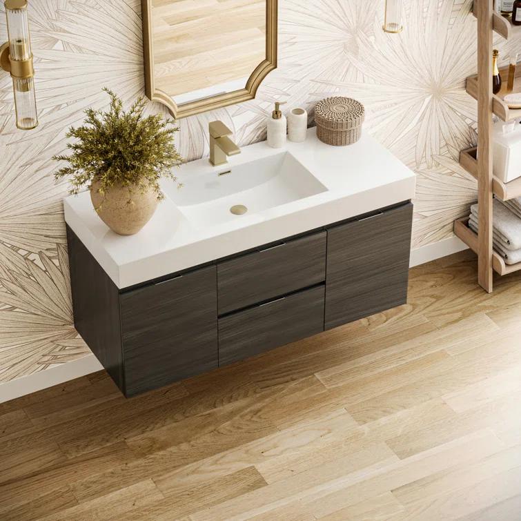 Valencia 48" Wall Mount Single Sink Bathroom Vanity with Top and Sink (Faucet Not Included)