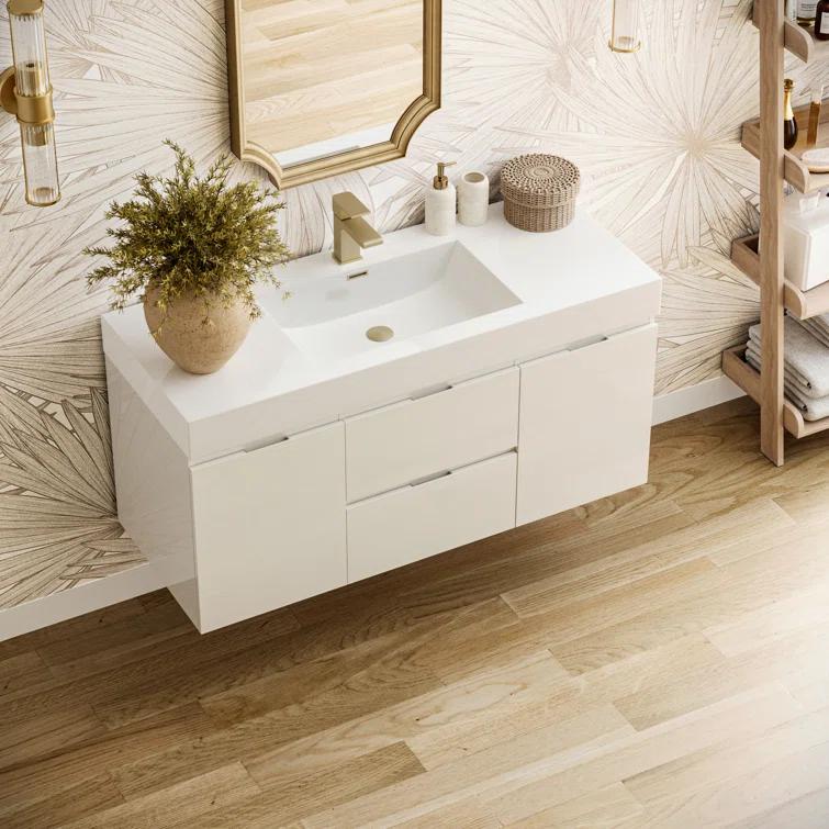 Valencia 48" Wall Mount Single Sink Bathroom Vanity with Top and Sink (Faucet Not Included)