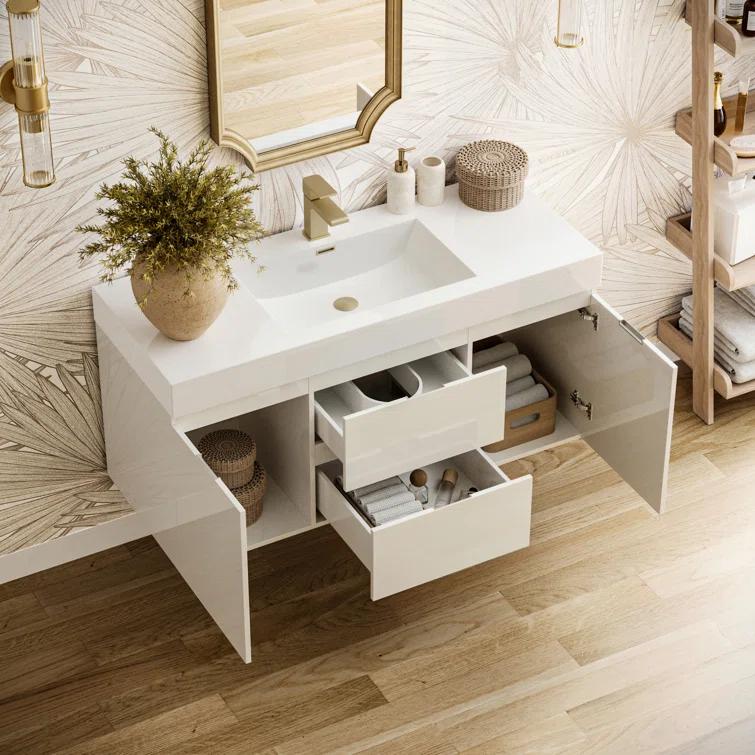 Valencia 48" Wall Mount Single Sink Bathroom Vanity with Top and Sink (Faucet Not Included)