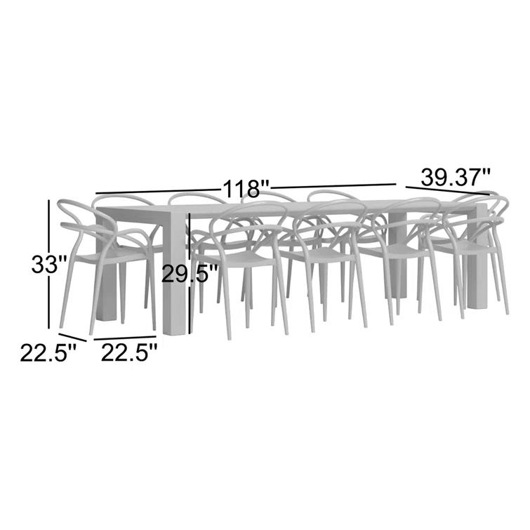 Comet 39.37'' Rectangular 10 - Person Outdoor Dining Set