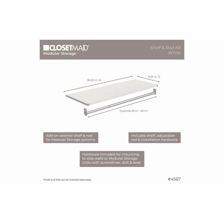 Modular Storage 36.02" W Shelf & Closet Rod