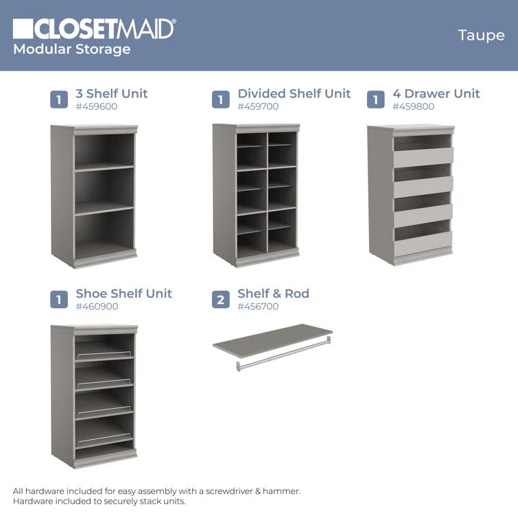 Modular Storage 21.38" W Shoe Shelf Unit with 4 Shelves