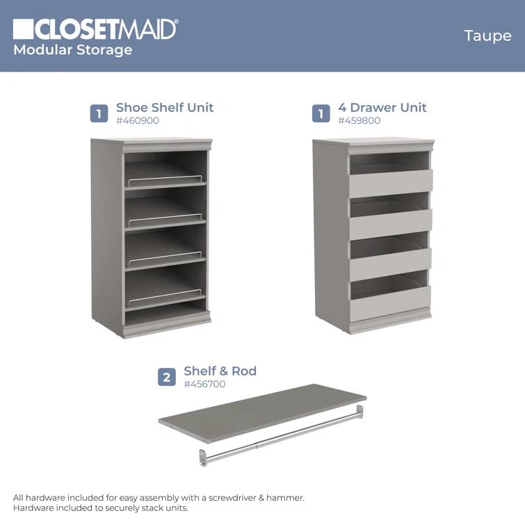 Modular Storage 21.38" W Shoe Shelf Unit with 4 Shelves