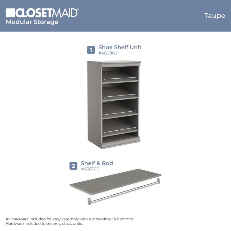 Modular Storage 21.38" W Shoe Shelf Unit with 4 Shelves