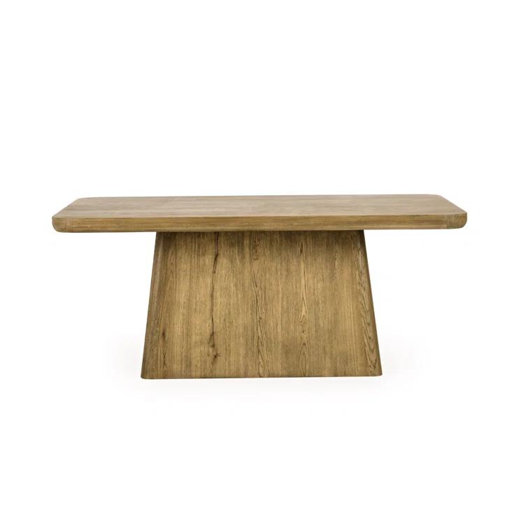 Light Brown Oak Wood Rectangular Dining Table