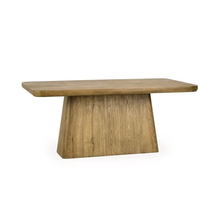 Light Brown Oak Wood Rectangular Dining Table