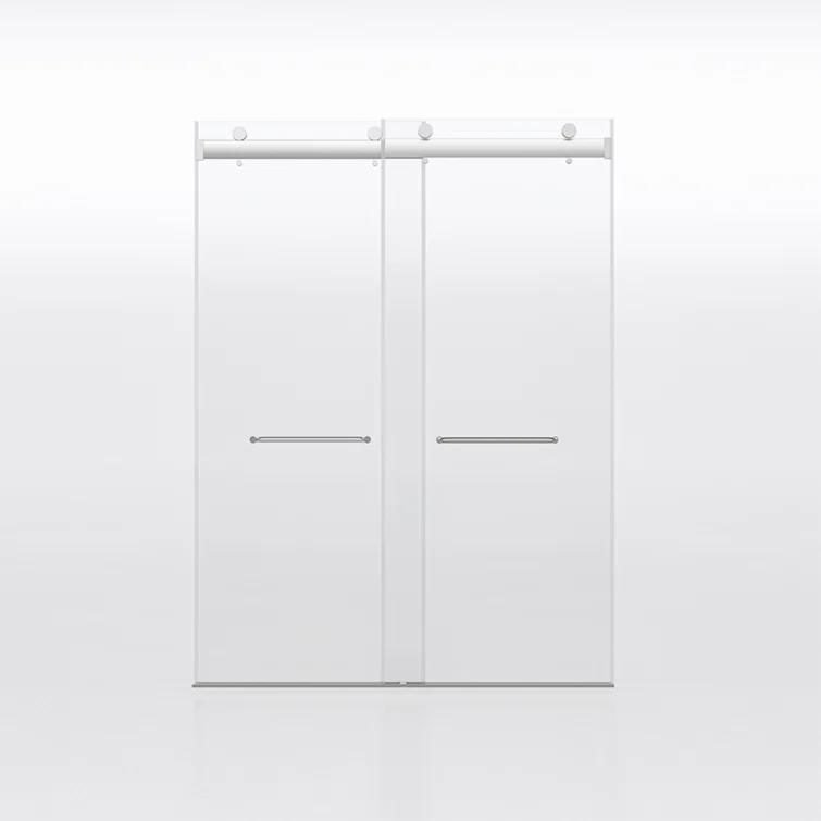 PET STOP LLC F5YDNC1F0736Q 60" Width x 76"Height Shower Doors with 3/8"(10mm) Clear Tempered Glass